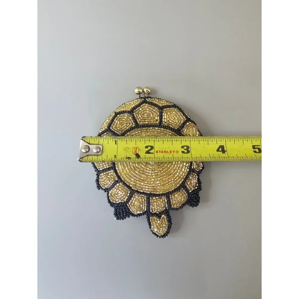 Vintage Handmade Nano Beaded Turtle Clutch 1940s